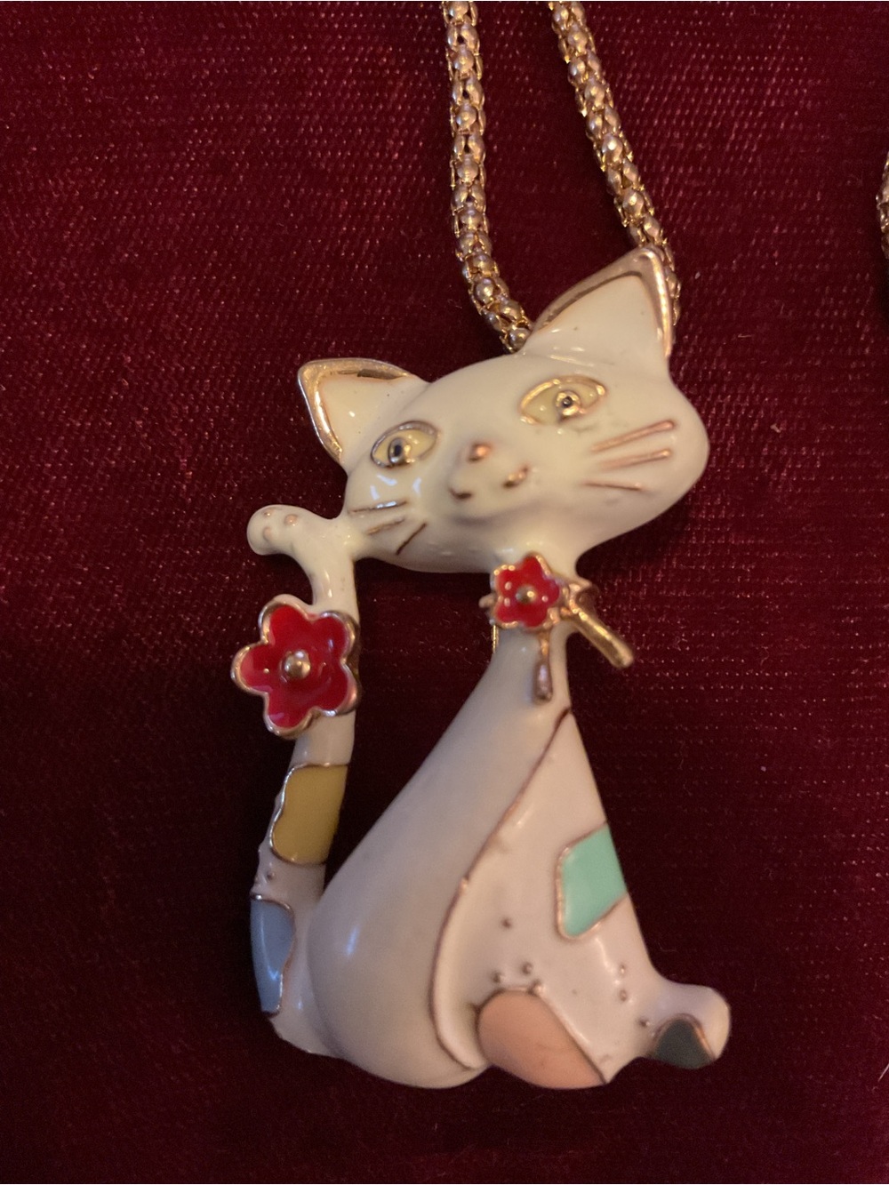 NEW Betsey Johnson Gold-Tone Chain Cat Necklace with Pink Leopard Tag - Picture 5 of 7